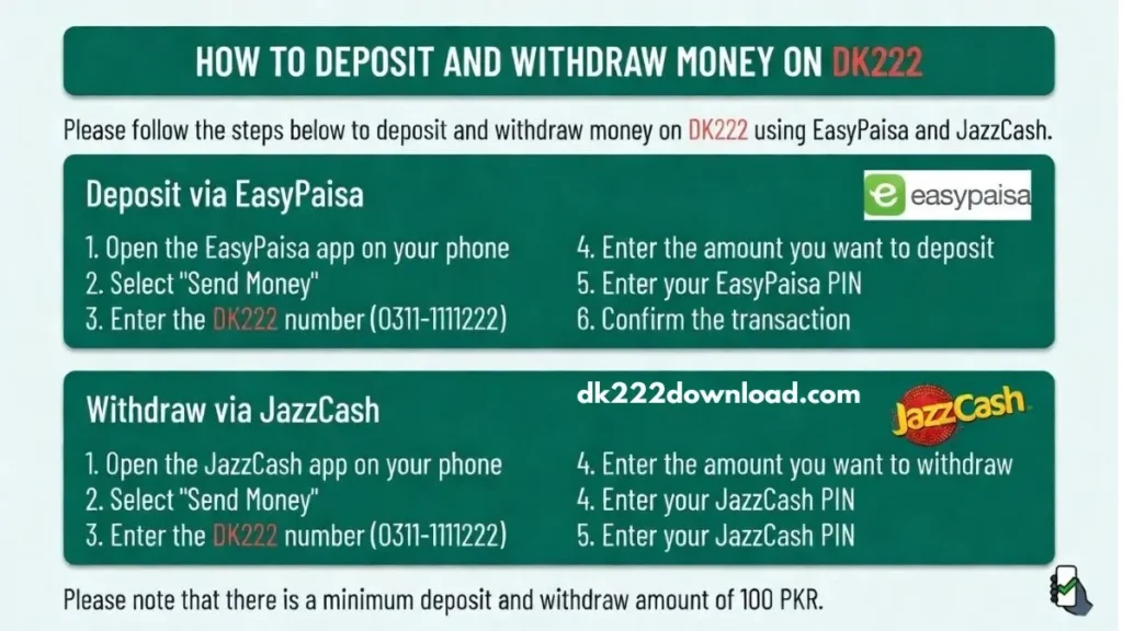 DK222 Game Deposit and Withdrawal